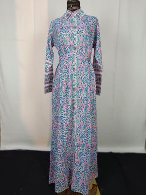S/M Tansy Printed Cotton Dress 57&quot;Long Jalabiya