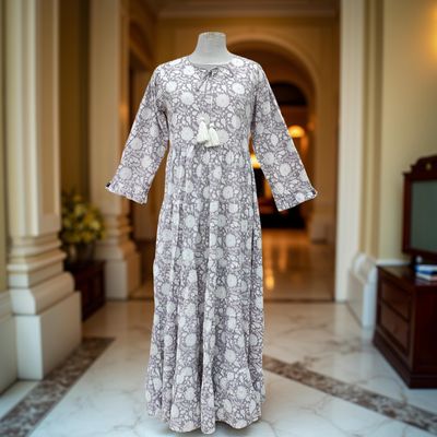 12-13 Year Razia Printed Cotton Girls Dress 50&quot; Long Jalabiya