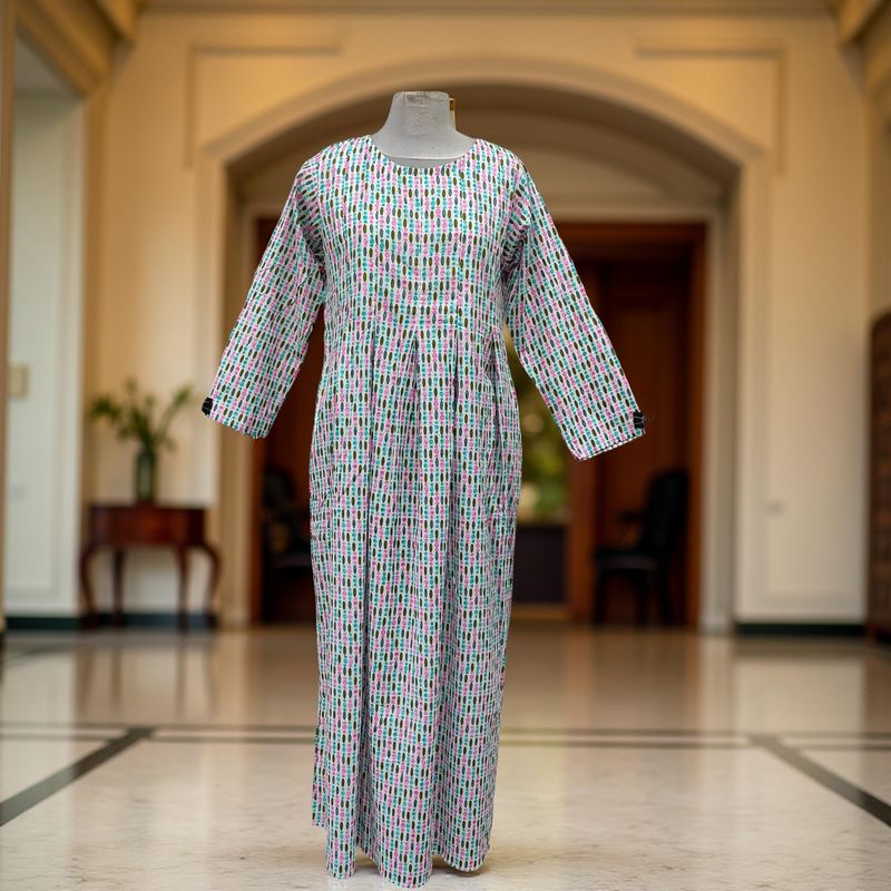 L/XL Ruby Printed Cotton Dress 57&quot; Long Jalabiya