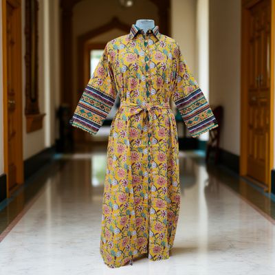 XS/S Tansy Printed Cotton Jalabiya Dress 54&quot; Long