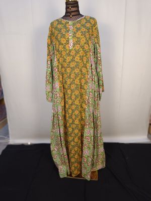 L/XL Mahdis Printed Cotton Dress 57&quot; Long Jalabiya