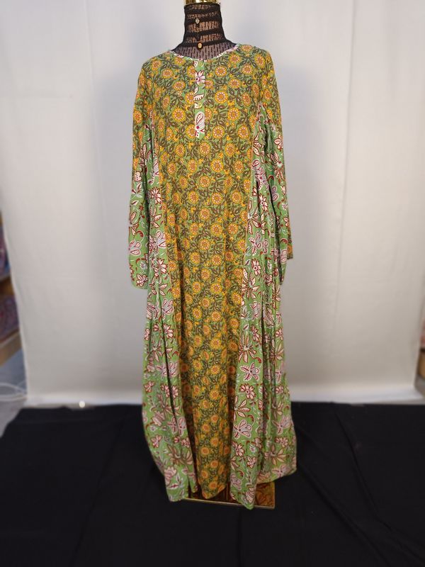L/XL Mahdis Printed Cotton Dress 57&quot; Long Jalabiya