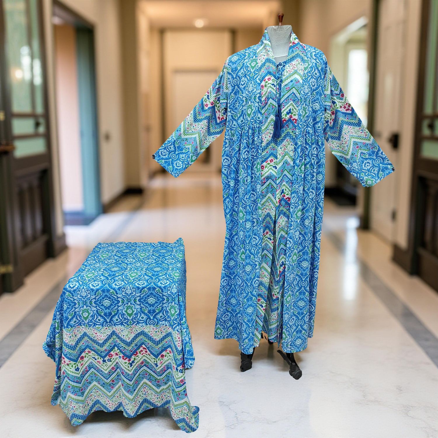 Cotton Jalabiya Dress Abaya Set With Sheila 01