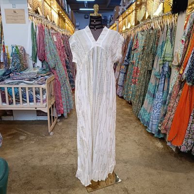 L/XL  Amani Printed Cotton Dress 57&quot; Short Sleeves Jalabiya