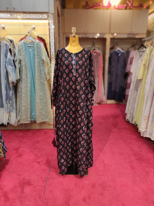 S/M Jasmine Printed Cotton  Dress 57&quot;Long Jalabiya