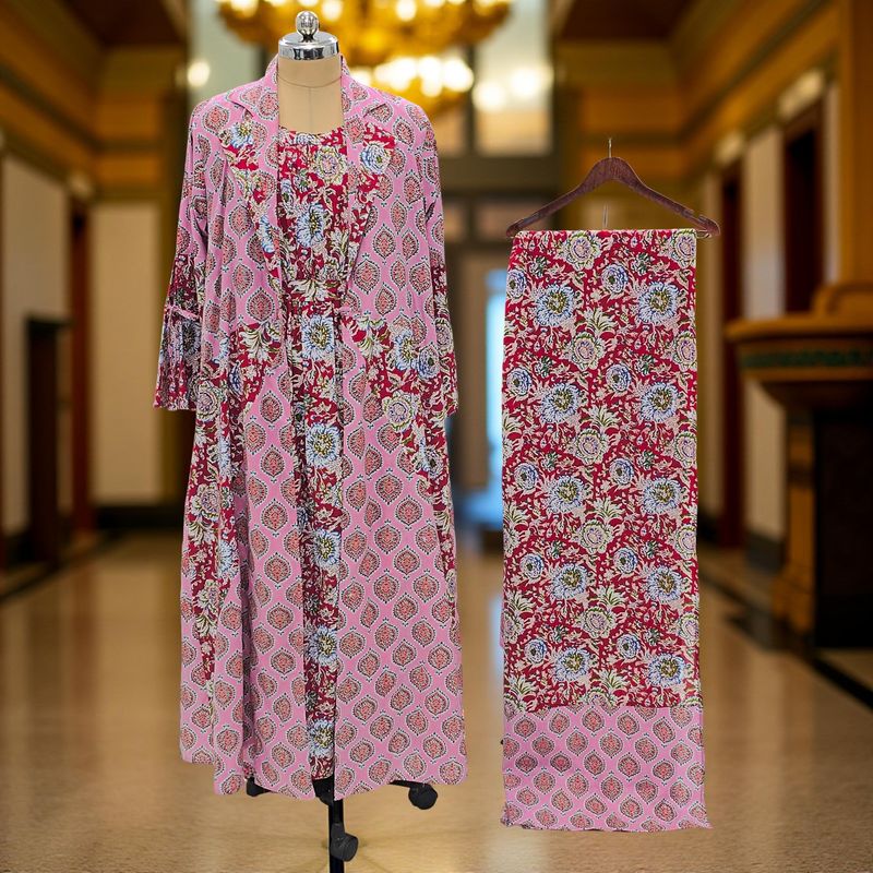 Cotton Jalabiya Dress Abaya Set With Sheila 02