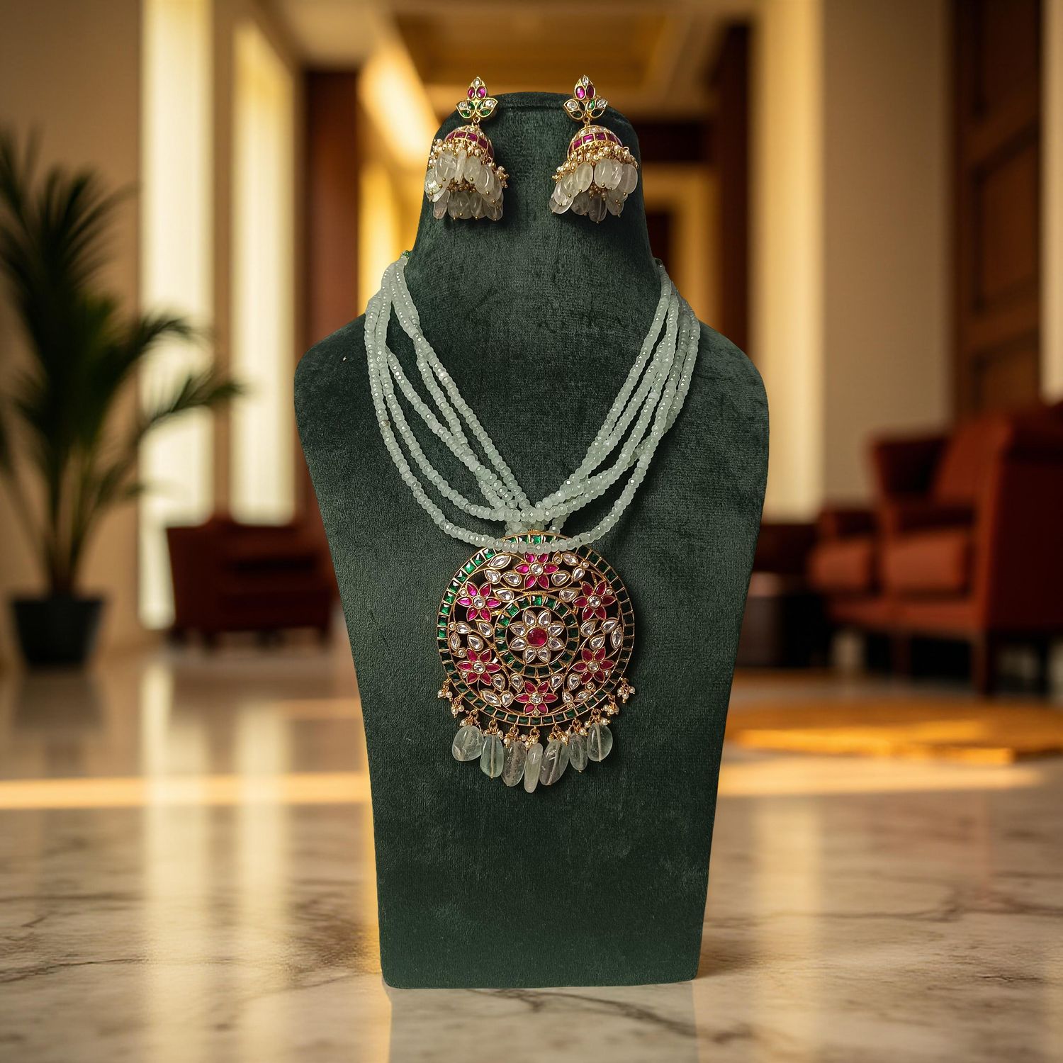 Luxury Kundan Necklace set with Earrings