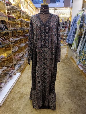 2XL/3XL Tulip Printed Cotton Dress 57&quot; Long Jalabiya