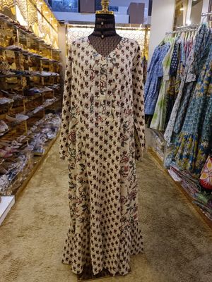 L/XL Tulip Printed Cotton Dress 57&quot; Long Jalabiya