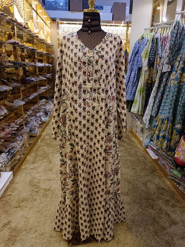 2XL/3XL Tulip Printed Cotton Dress 57&quot; Long Jalabiya