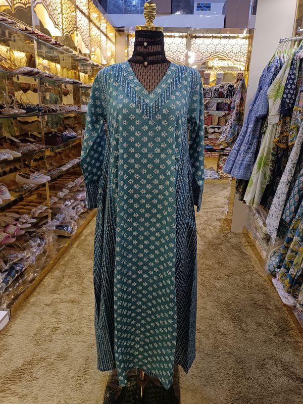 12-13  Noor Printed Cotton Dress 46&quot; Long Jalabiya