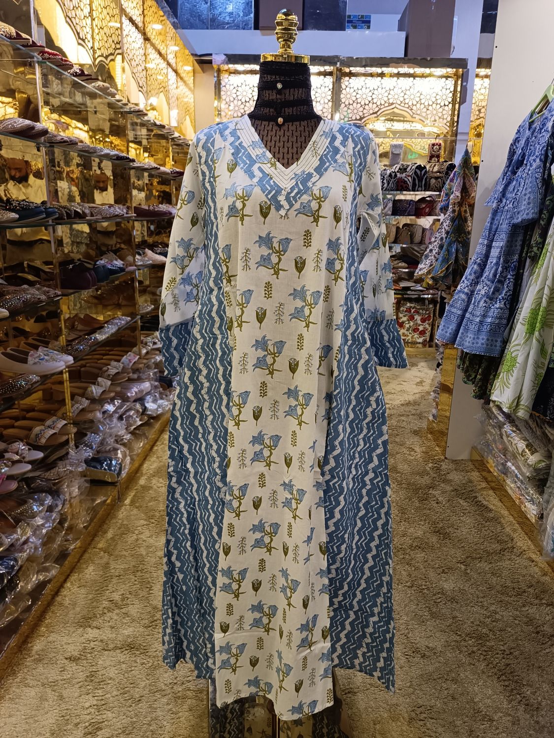 12-13  Noor Printed Cotton Dress 46&quot; Long Jalabiya