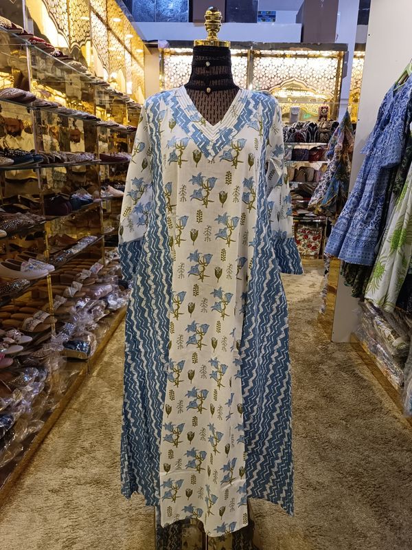 10-11  Noor Printed Cotton Dress 46&quot; Long Jalabiya