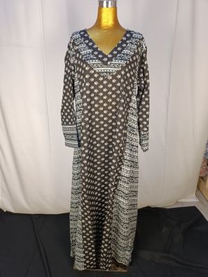 L/XL  Noor Printed Cotton Dress 57&quot; Long Jalabiya
