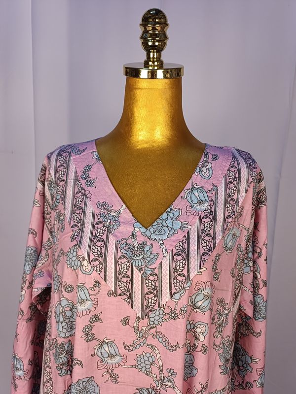 L/XL  Noor Printed Cotton Dress 57&quot; Long Jalabiya