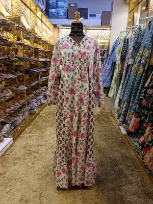 S/M Tulip Printed Cotton Dress 57&quot; Long Jalabiya