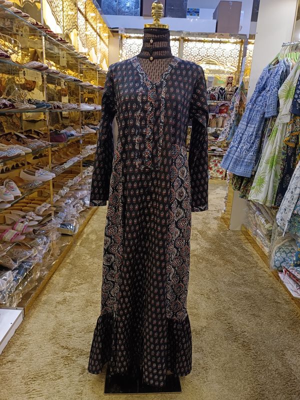 12-13 Tulip Printed Cotton Dress 50&quot; Long Jalabiya