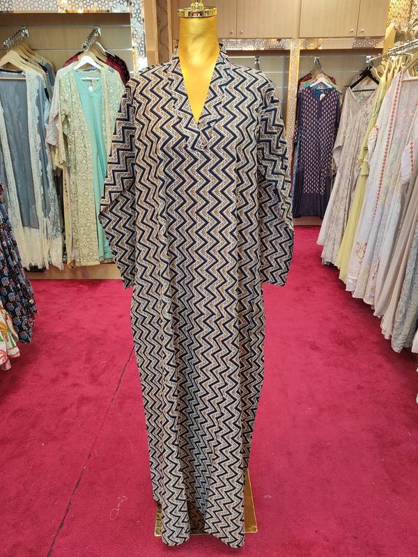 L/XL Teena Printed Cotton Dress 57&quot; Long Jalabiya