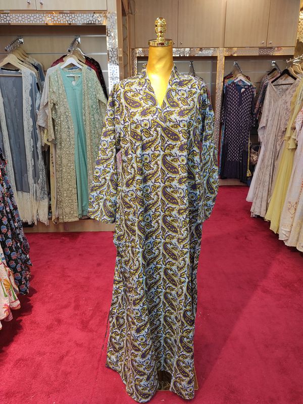 2XL/3XL Teena Printed Cotton Dress 57&quot; Long Jalabiya