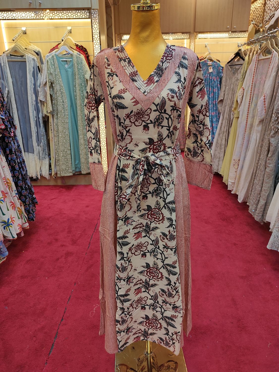 12-13  Noor Printed Cotton Dress 46&quot; Long Jalabiya