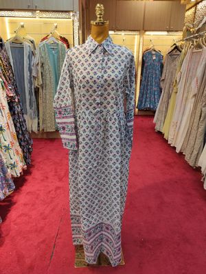 L/XL Ana Printed Cotton Dress 57&quot; Long Jalabiya