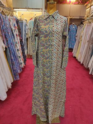 XS/S Singapore Printed Cotton Dress 50&quot; Long Jalabiya