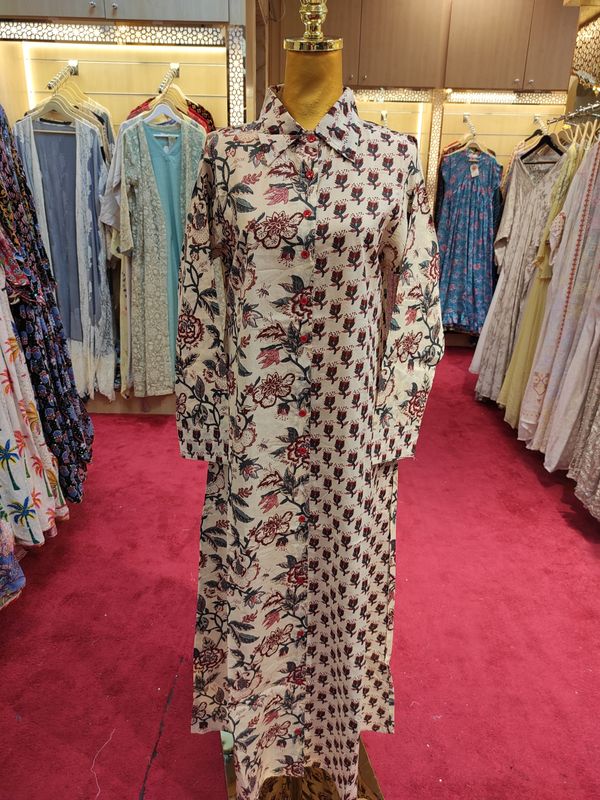 XS/S Singapore Printed Cotton Dress 50&quot; Long Jalabiya