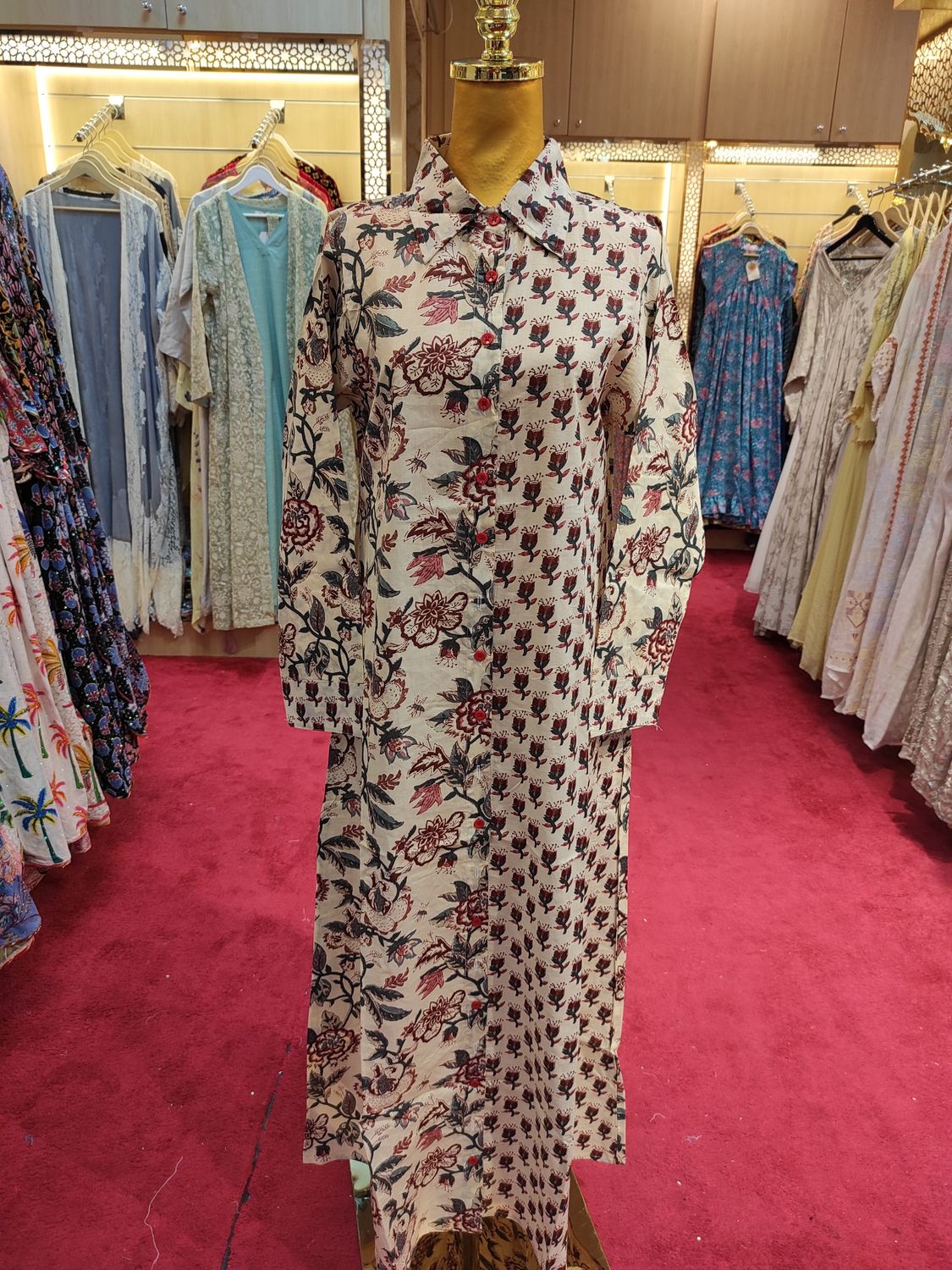 L/XL Singapore Printed Cotton Dress 57&quot; Long Jalabiya