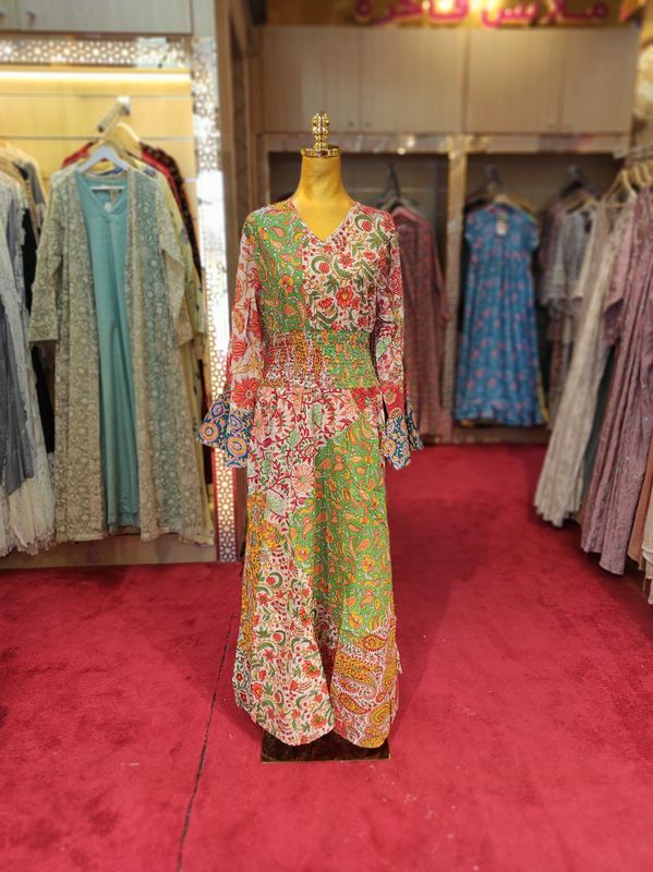 2XL/3XL Musira Printed Cotton Dress 57&quot; Long Jalabiya
