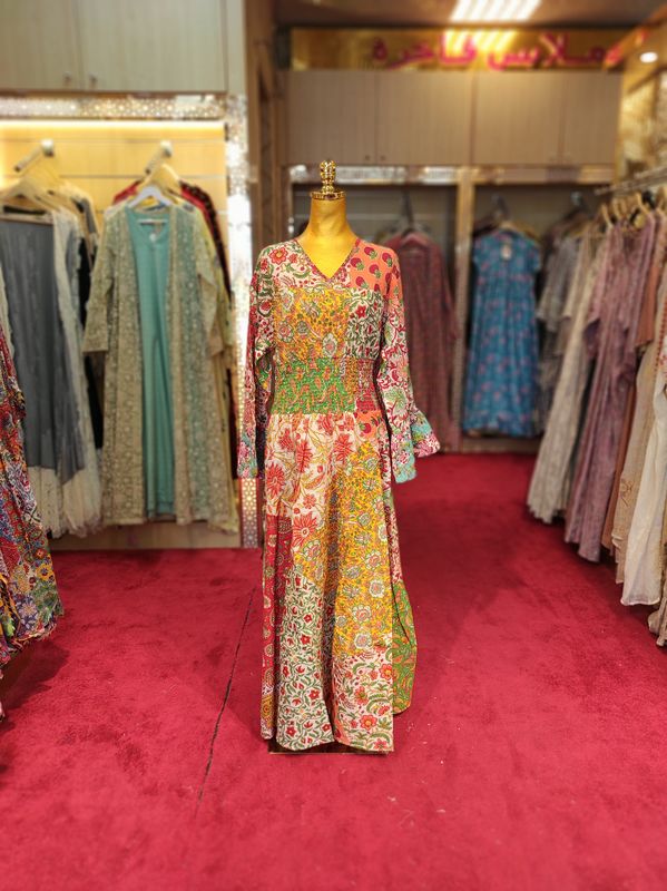 2XL/3XL Musira Printed Cotton Dress 57&quot; Long Jalabiya