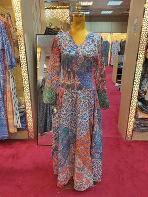 S/M Musira Multi Printed Cotton Dress 57&quot; Long Jalabiya