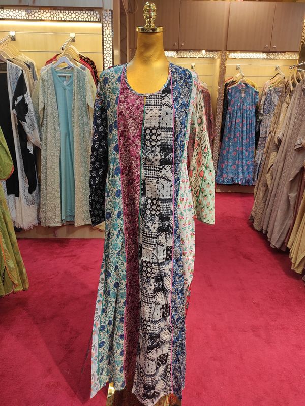 S/M Malaysia Printed Cotton Dress 57&quot; Long Jalabiya
