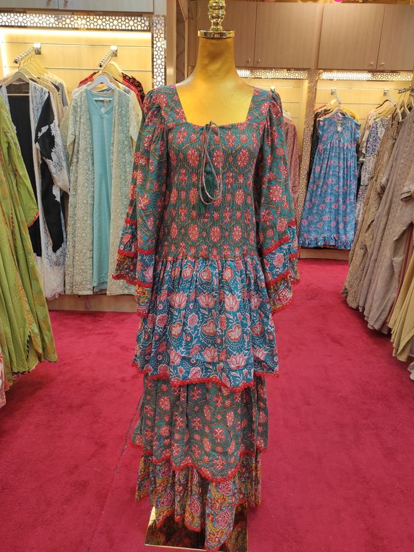 O/S Rahima Printed Cotton Dress 57&quot; Long Jalabiya