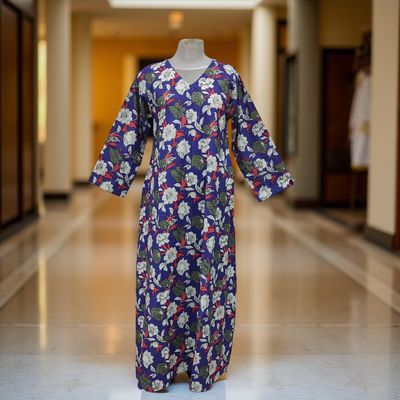 S/M Khadijah Printed Cotton Dress 57&quot; Long Jalabiya