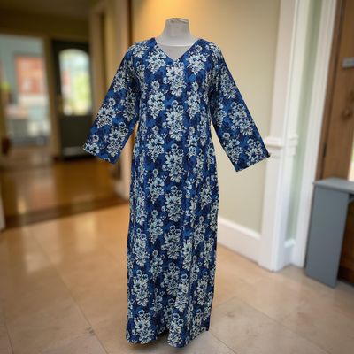 XS/S Khadijah Printed Cotton Dress 54&quot;Long Jalabiya