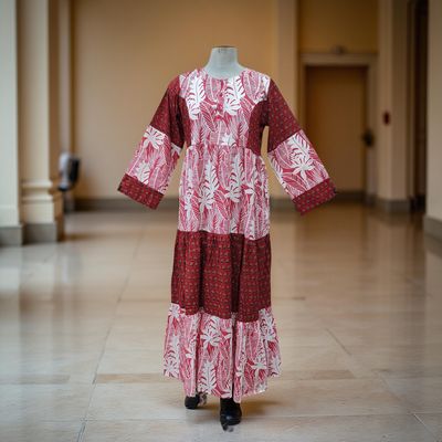 10-11  Year Khadijah Printed Cotton Girls Dress 46&quot; Long Jalabiya