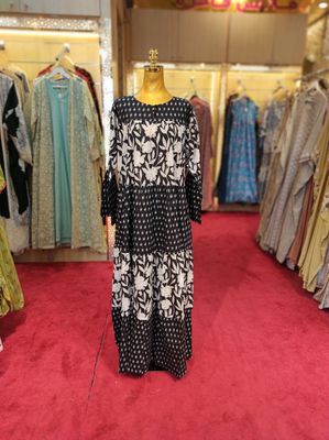 L/XL Moon Printed Cotton Dress 57&quot; Long Jalabiya