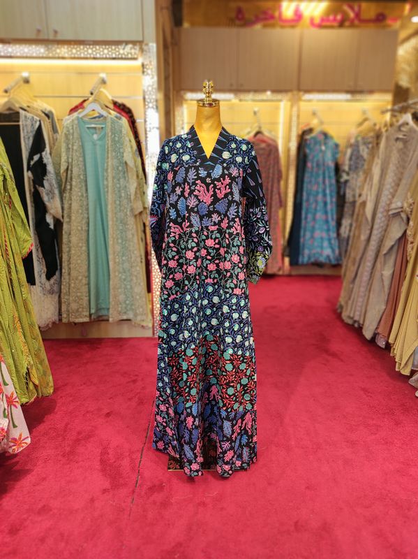 S/M Teena Printed Cotton Dress 57&quot; Long Jalabiya