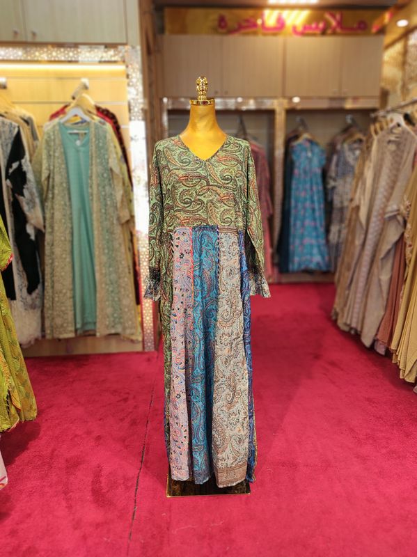 L/XL Special Printed Silk Dress 57&quot; Long Jalabiya