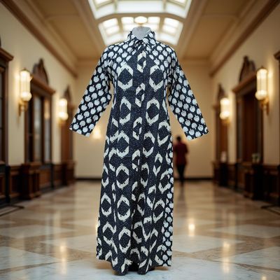 12-13 Year Honey Printed Cotton Girls Dress 50&quot; Long Jalabiya