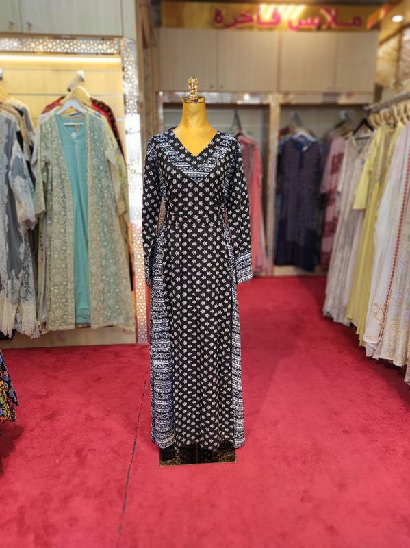 L/XL  Noor Printed Cotton Dress 57&quot; Long Jalabiya
