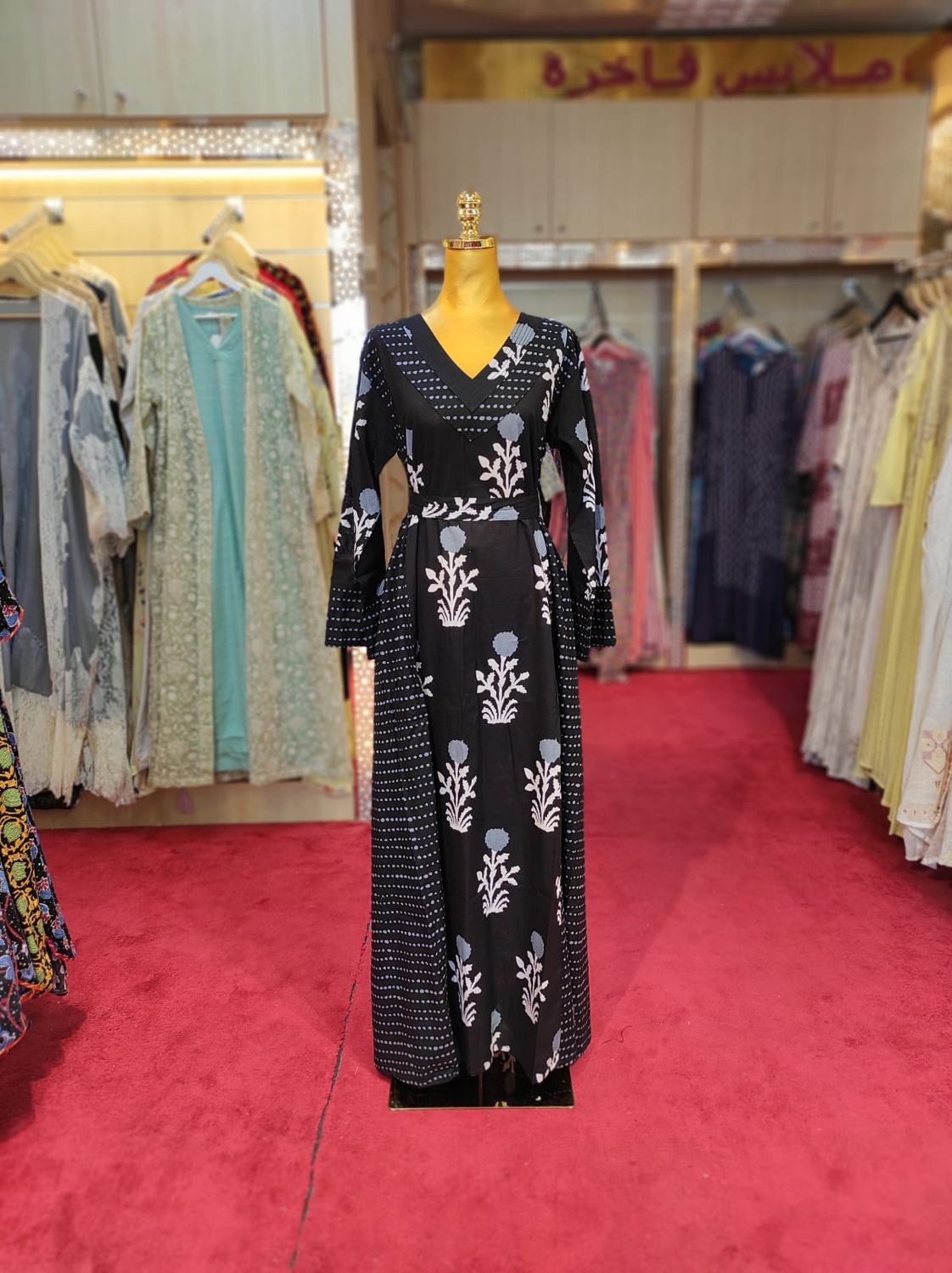 L/XL  Noor Printed Cotton Dress 57&quot; Long Jalabiya
