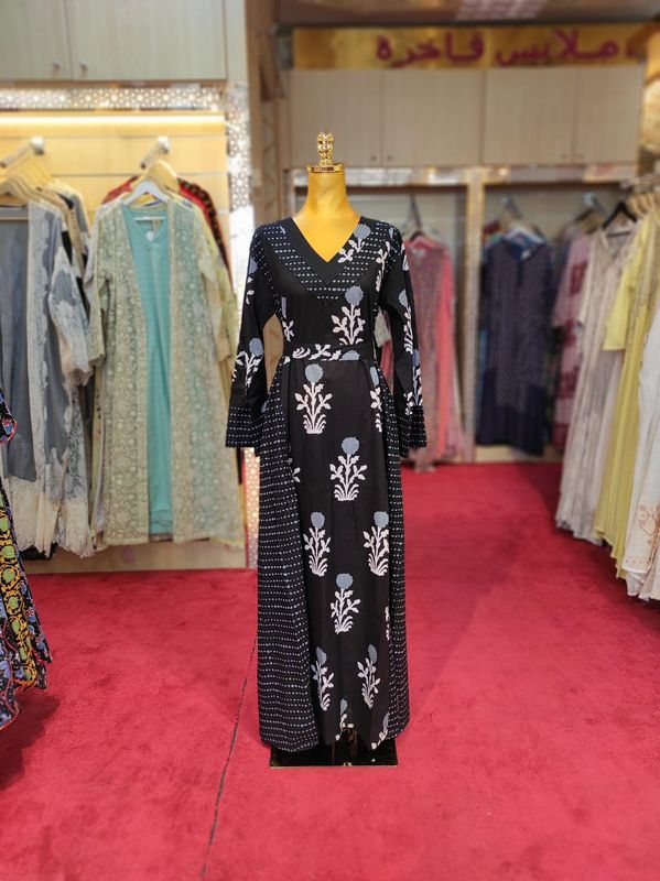 L/XL  Noor Printed Cotton Dress 57&quot; Long Jalabiya