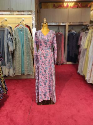 XS/S  Noor Printed Cotton Dress 54&quot; Long Jalabiya