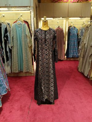 S/M Marry Blue Printed Cotton Dress 57&quot; Long Jalabiya