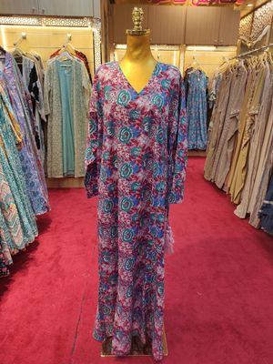 2XL/3XL Qifa Printed Cotton Dress 57&quot; Long Jalabiyas