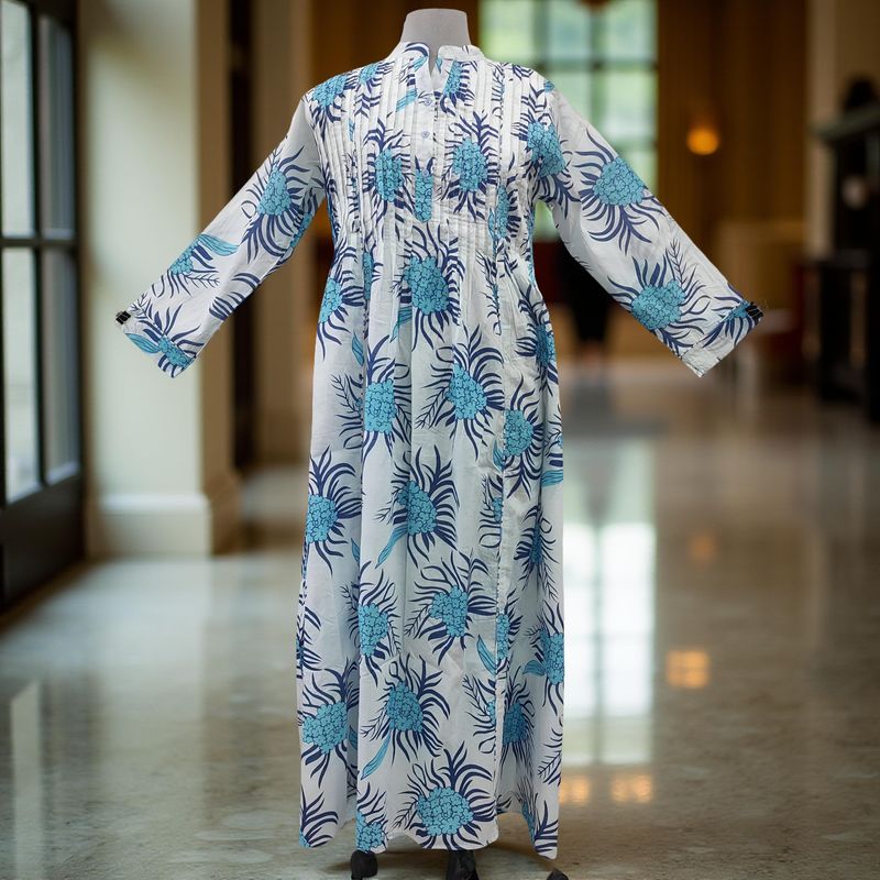 S/M Afra Printed Cotton Dress 57&quot; Long Jalabiya