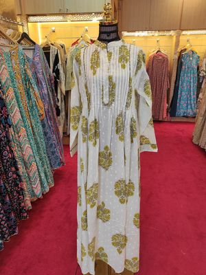 S/M Afra Printed Cotton Dress 57&quot; Long Jalabiya