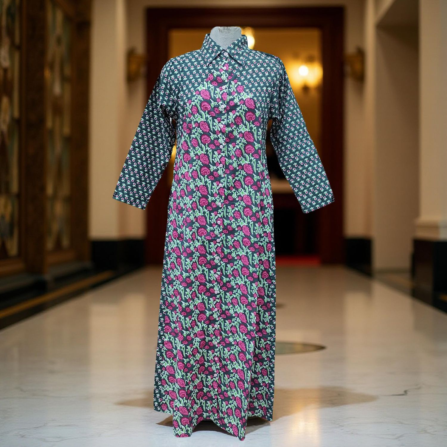 2XL/3XL Honey Printed Cotton Dress 57&quot; Jalabiya