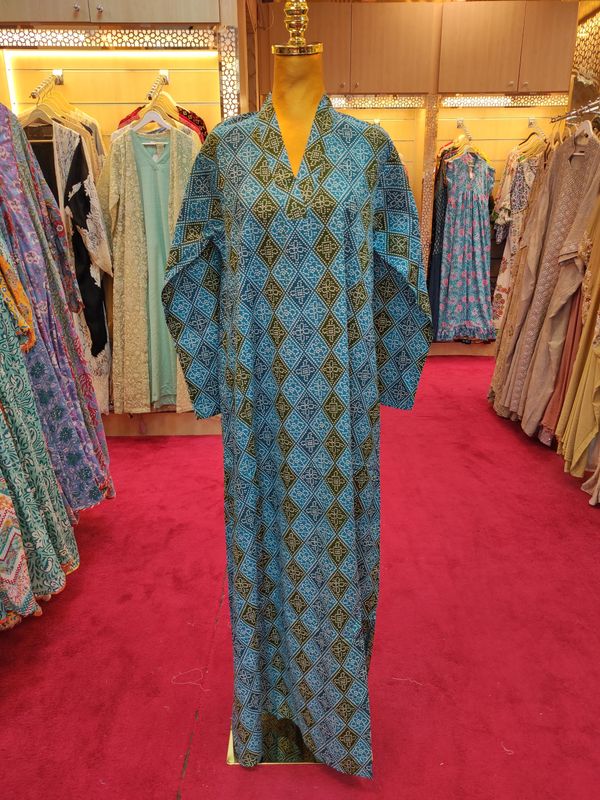  Teena 12-13Printed Cotton Dress 50&quot; Long Jalabiya